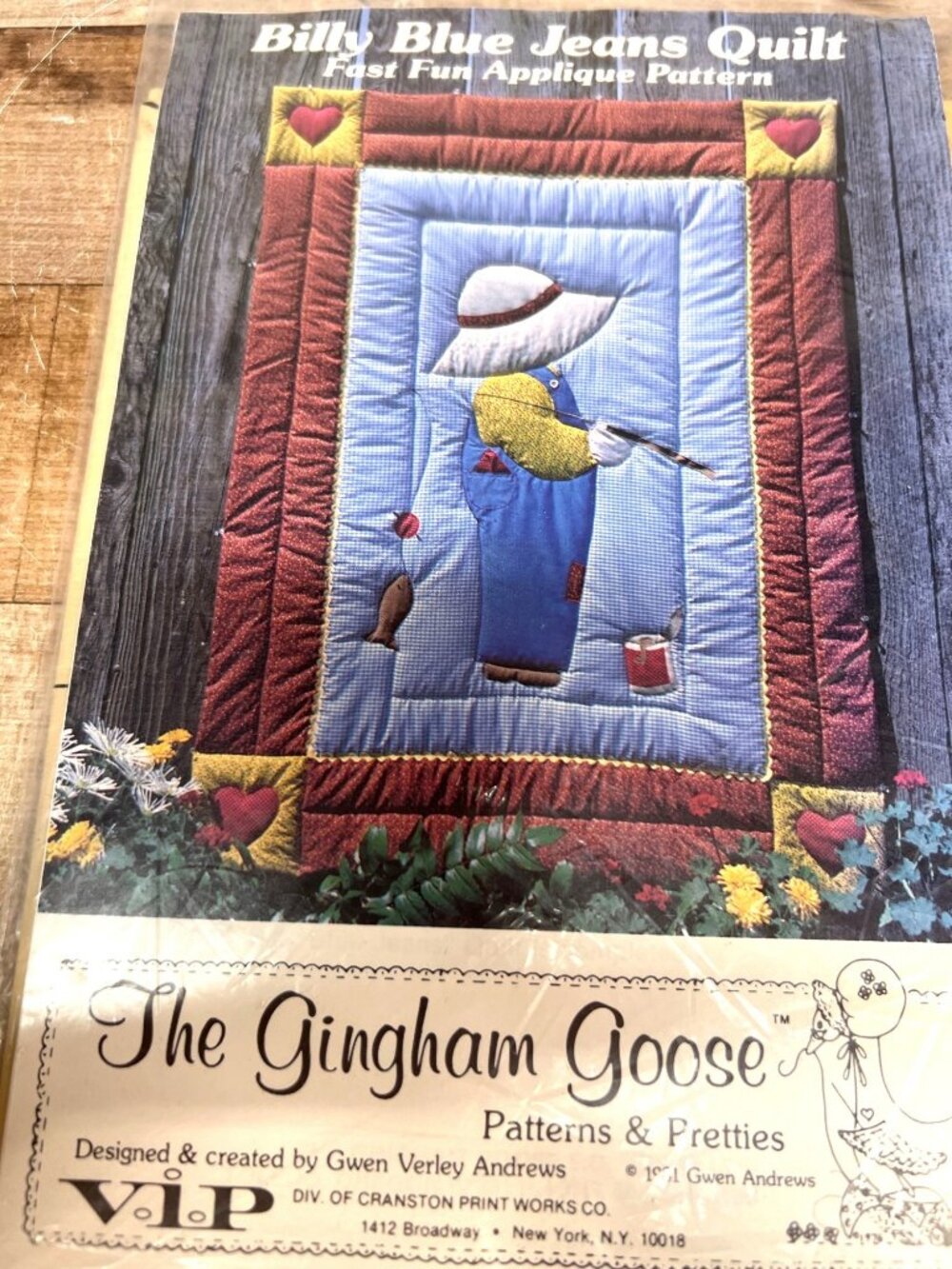 Billy Blue Jeans Quilt Applique Pattern  Gingham Goose - Crib Size 42" x 58" -